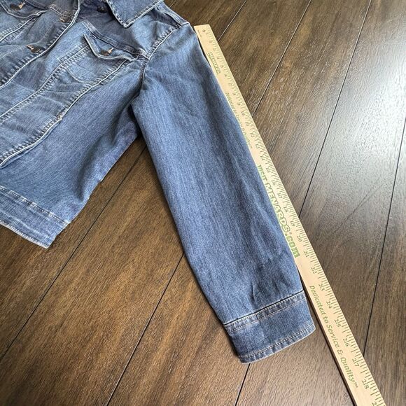 Croft & Barrow Jean Jacket Blue Denim Button Up Women’s Size Large 4 Pocket - Picture 8 of 8
